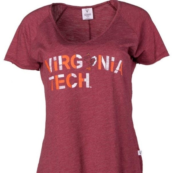 Venley Tops - Viriginia Tech Hokies V-Neck Tshirt